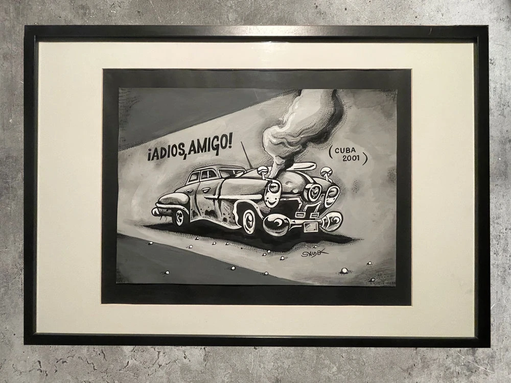 Originální kresba Káji Saudka "Adios Amigo - Cuba 2001"