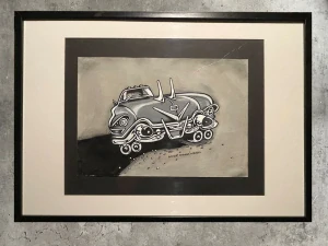 Originální kresba Káji Saudka "Bohatě sypaná houska"