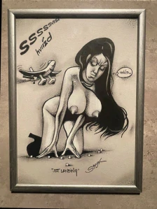 Originální kresba Káji Saudka "JET LANDING"