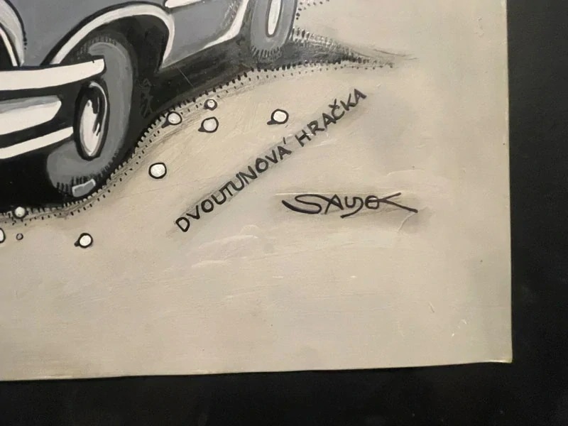 Originální kresba Káji Saudka "Dvoujtunová hračka"