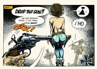 Pohlednice "Drop that gun!"